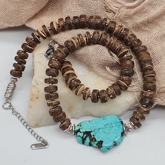 FP Jewelry Designer Tropical Ethnic Boho Genuine Turquoise Nagget Coconut Beads - Picture 1 of 11